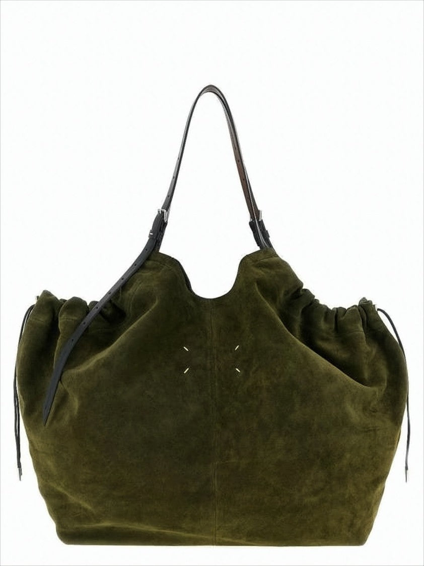 Maison Margiela Spacious Green Suede Shoulder Bag