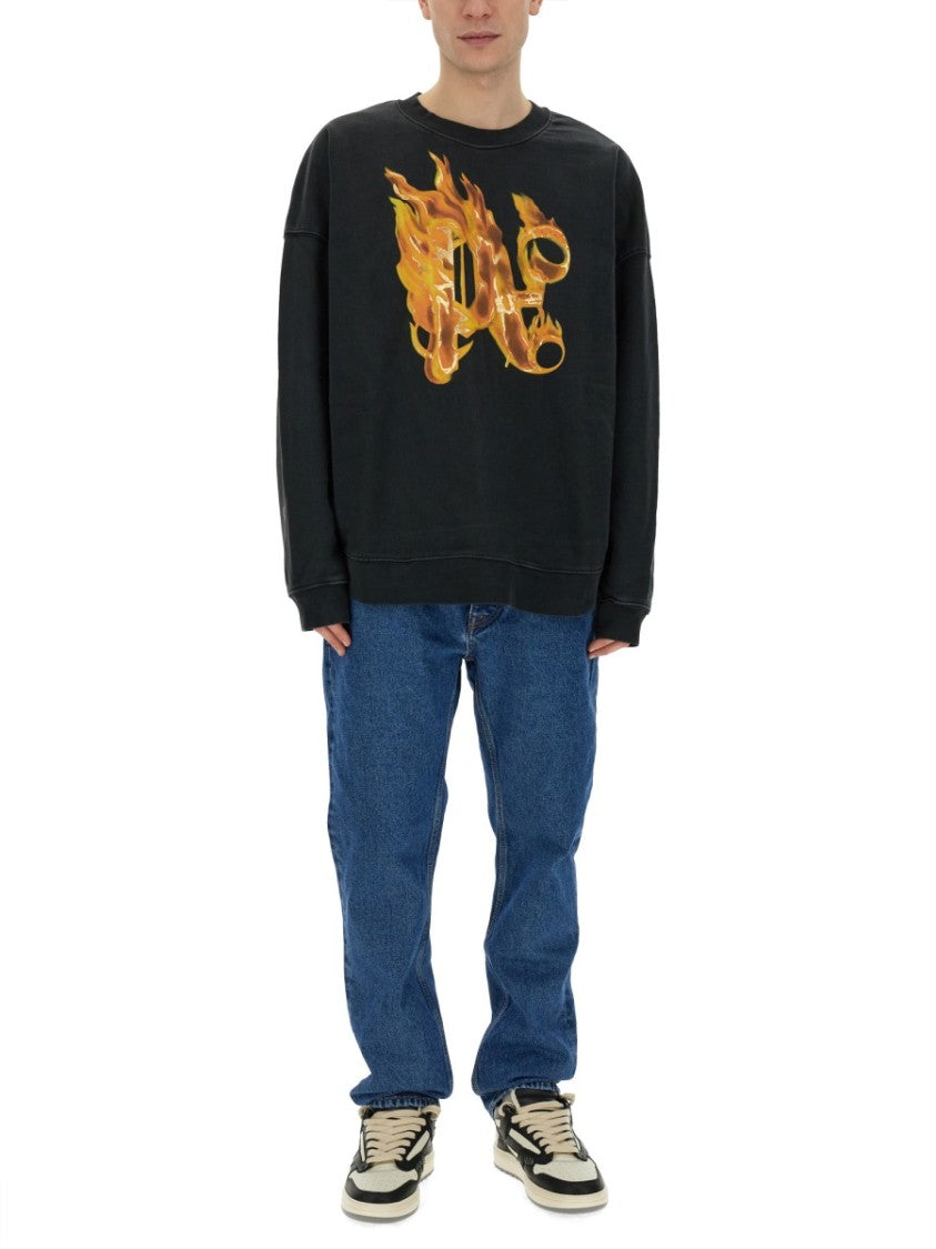 Palm Angels "Burning Monogram" Print Sweatshirt