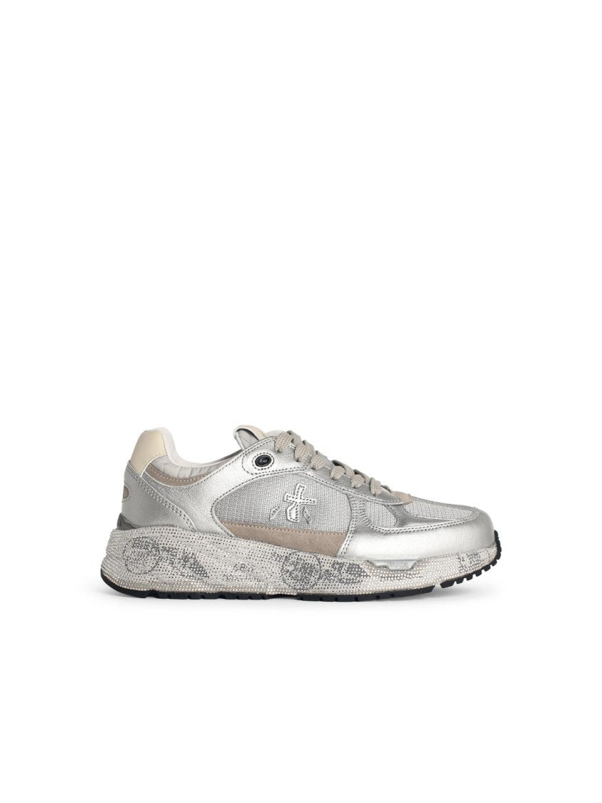 Premiata 'Mased 7093' Silver Leather Blend Sneakers