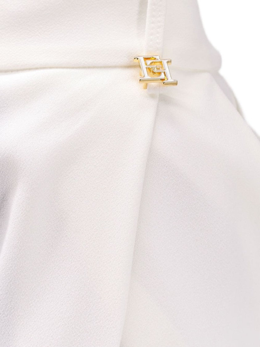 Elisabetta Franchi Tailored High-Waisted Trousers With Flared Hem And Gold Accent