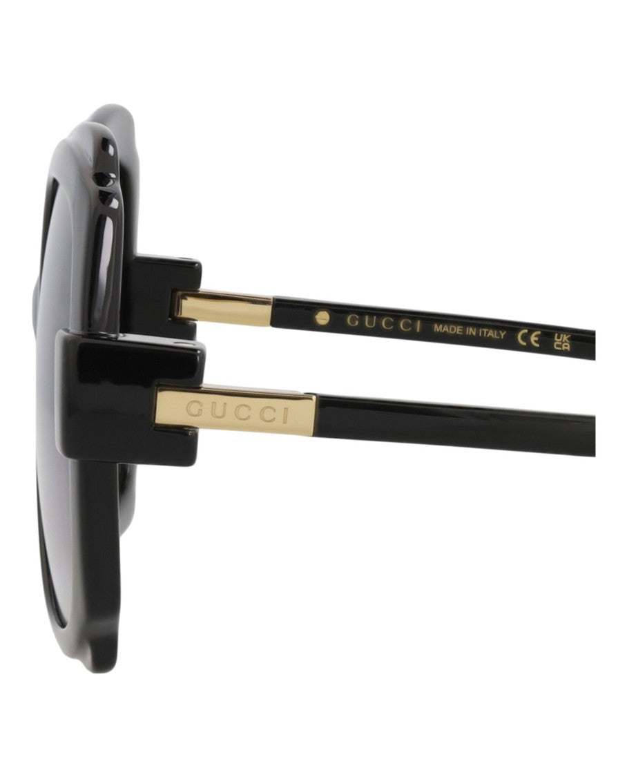Gucci Bold Round-Frame Injection Sunglasses With Gold Accents