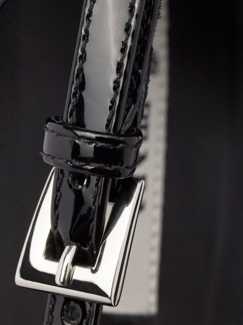 Prada Black Open-Side Leather Buckle Strap Pumps