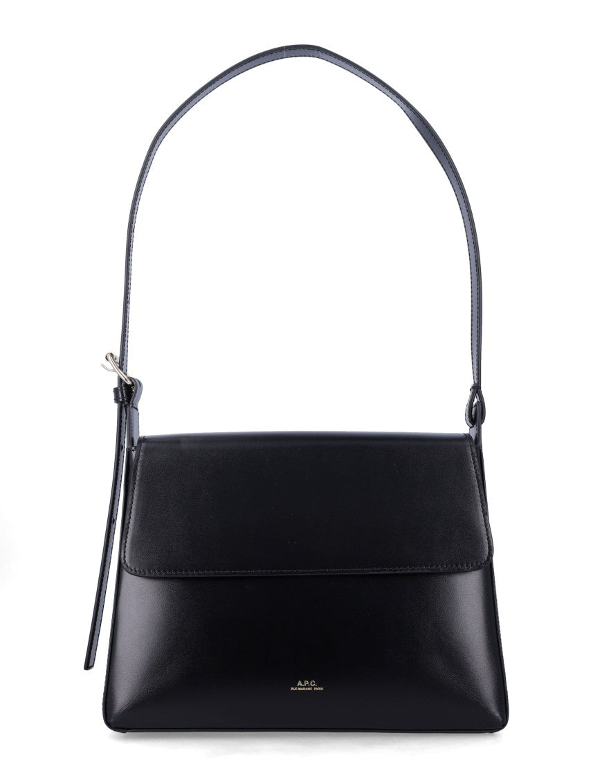 A.P.C. Rectangular Black Handbag With Flap Closure