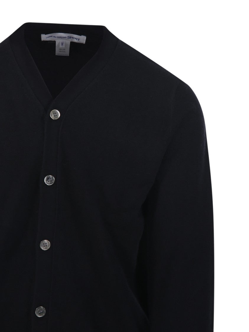 Comme Des Garçons V-Neck Black Wool Cardigan