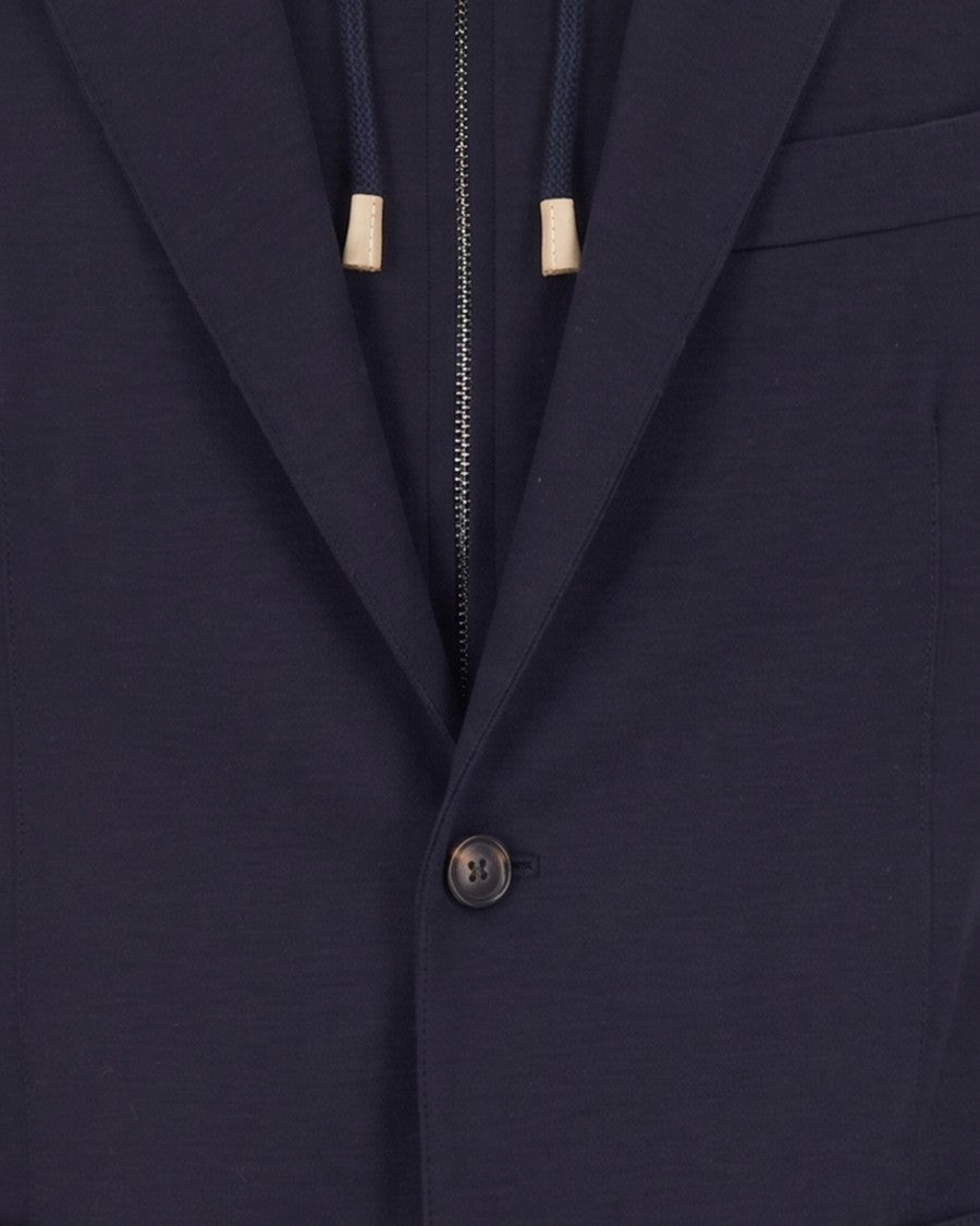 Eleventy Single-Breasted Hooded Wool-Blend Blazer
