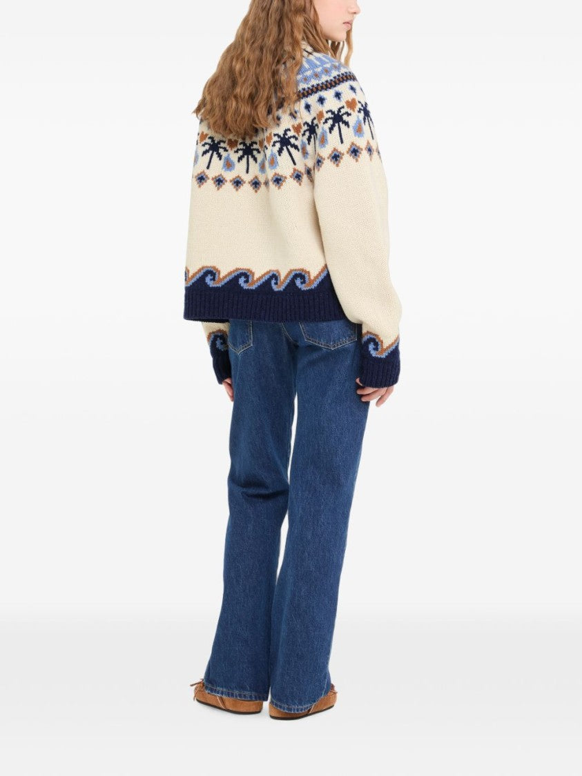 Alanui Sweet Winter Fair Isle Raglan Wool Turtleneck