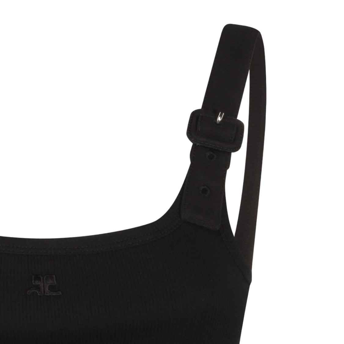 Courrèges Fitted Black Tank With Adjustable Straps
