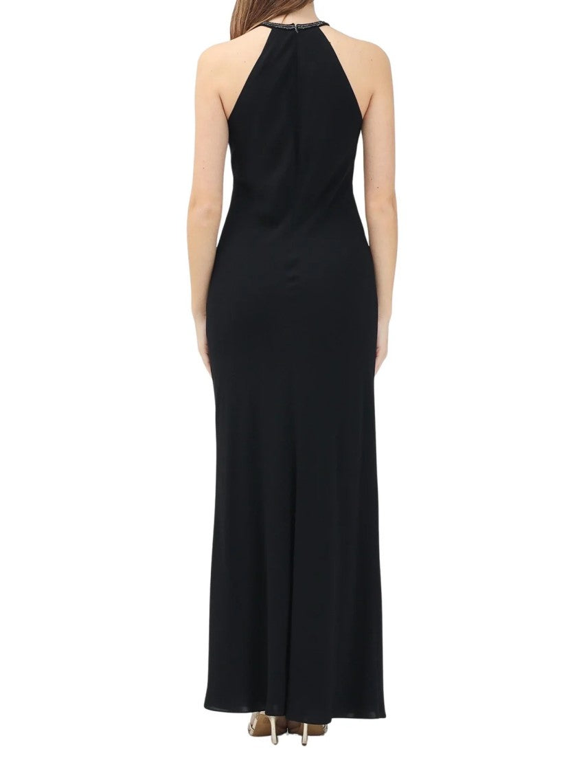 Max Mara Black Triacetate Polyester Rhinestones Long Dress
