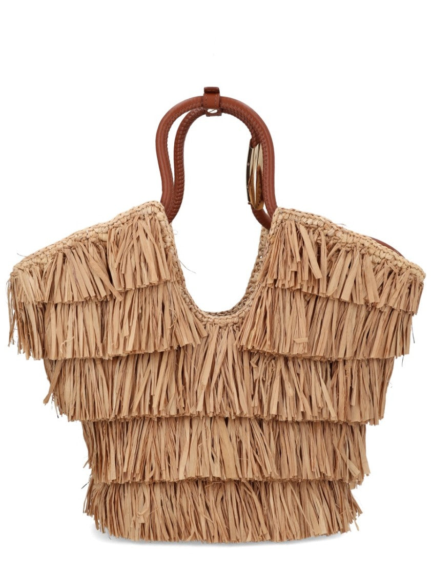 Zimmermann Goldentime Layered Fringes Raffia Bag Handbag