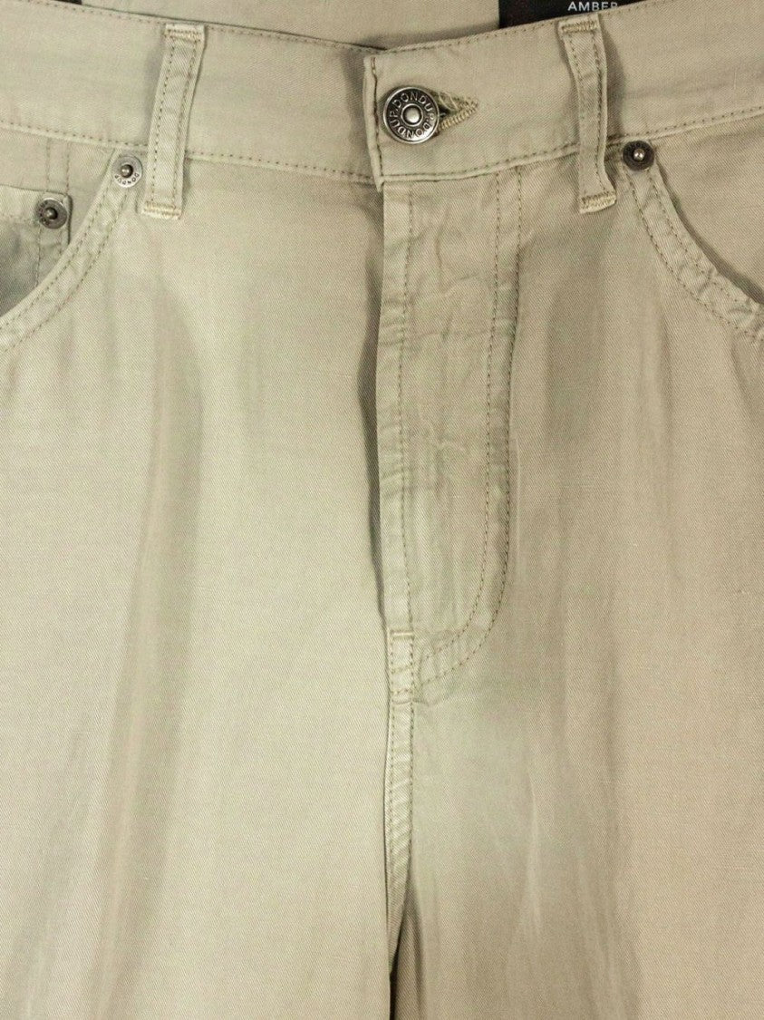 Dondup Beige Five-Pocket Logo Jeans