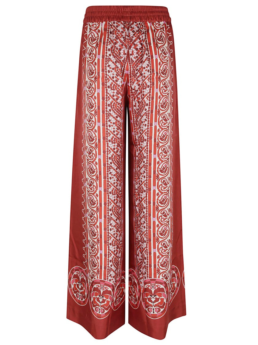 La Double J Silk Twill Palazzo Pants With Cobra Pattern