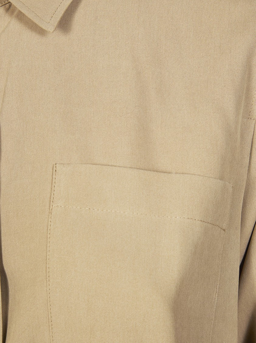 Max Mara Siamese Minimalist Silk Chest Pocket Shirt
