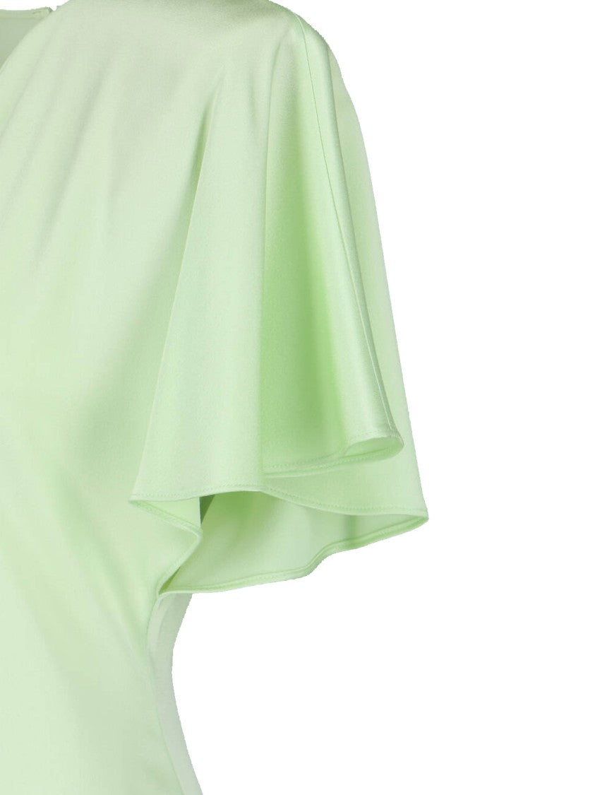 Stella Mccartney Green Asymmetrical Viscose Blend Midi Dress