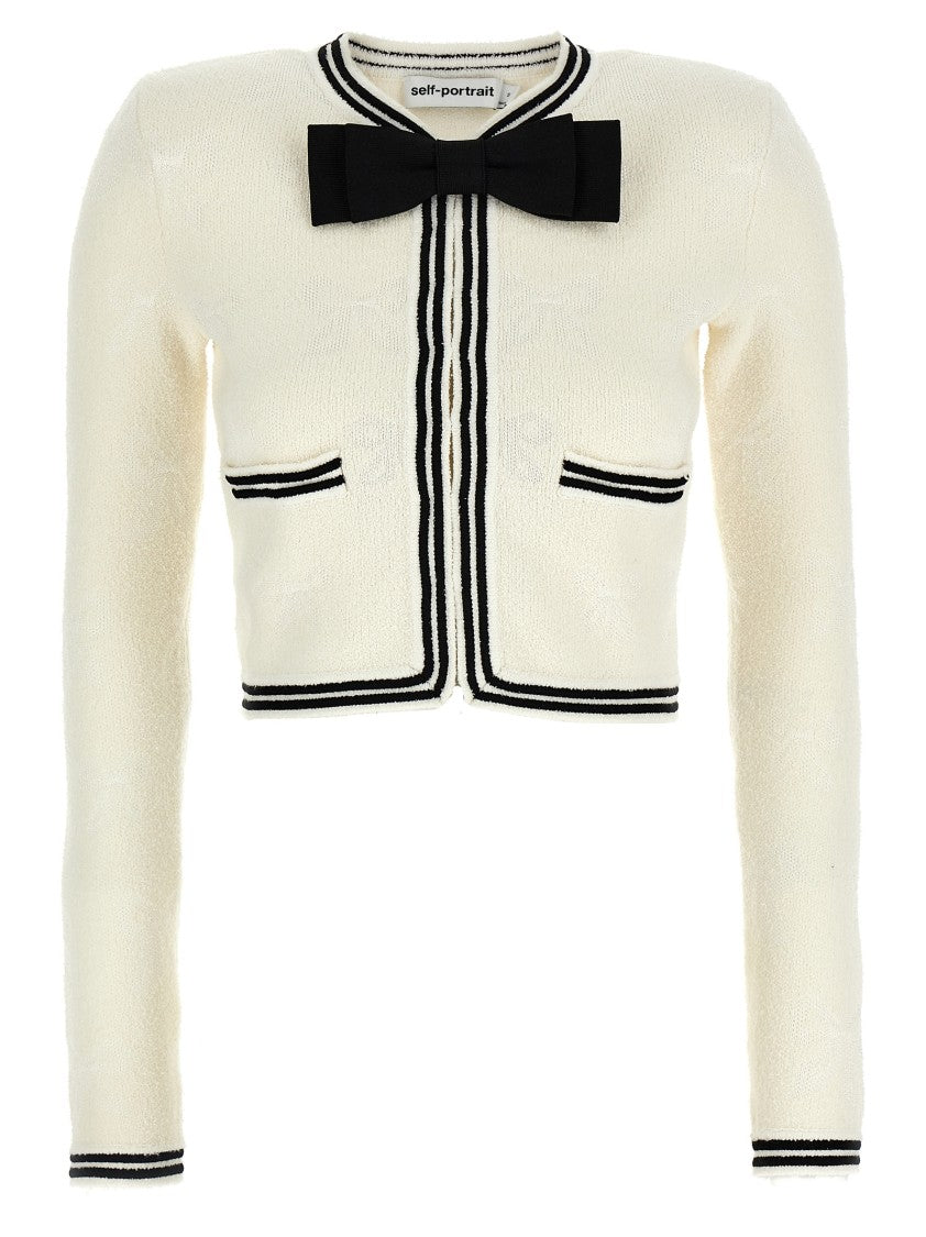 Self-Portrait 'Cream Bow Jacquard' Cardigan