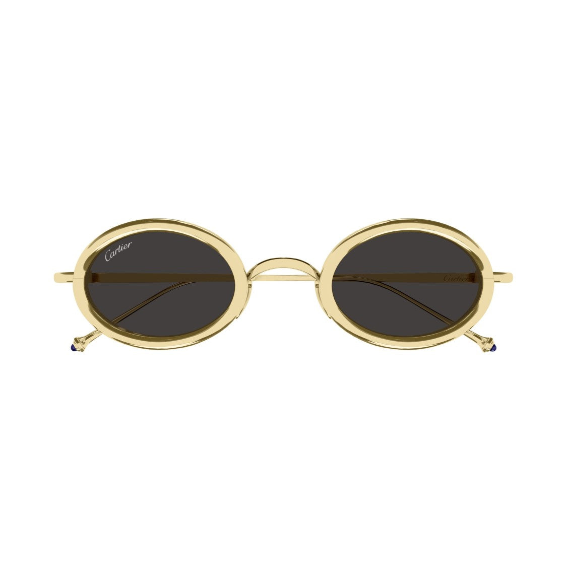 Cartier Polished Gold-Tone Titanium Oval Frame Sunglasses