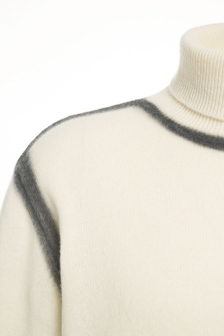 Atomo Factory Turtleneck Sweater In Soft Wool Blend With Contrast Accents