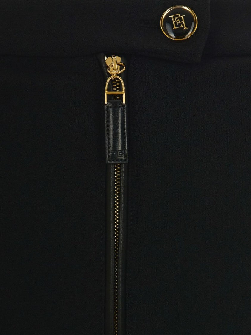 Elisabetta Franchi Straight-Fit Black Trousers With Gold Accents