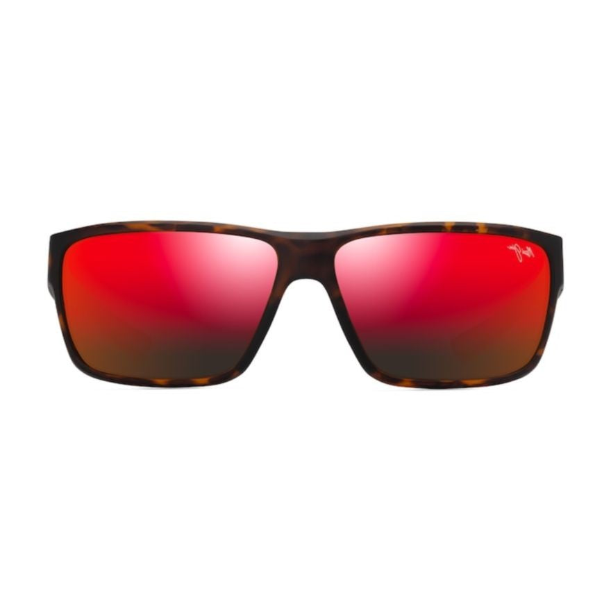 Maui Jim Uila Rectangular Tortoiseshell Sunglasses With Reflective Red Lenses
