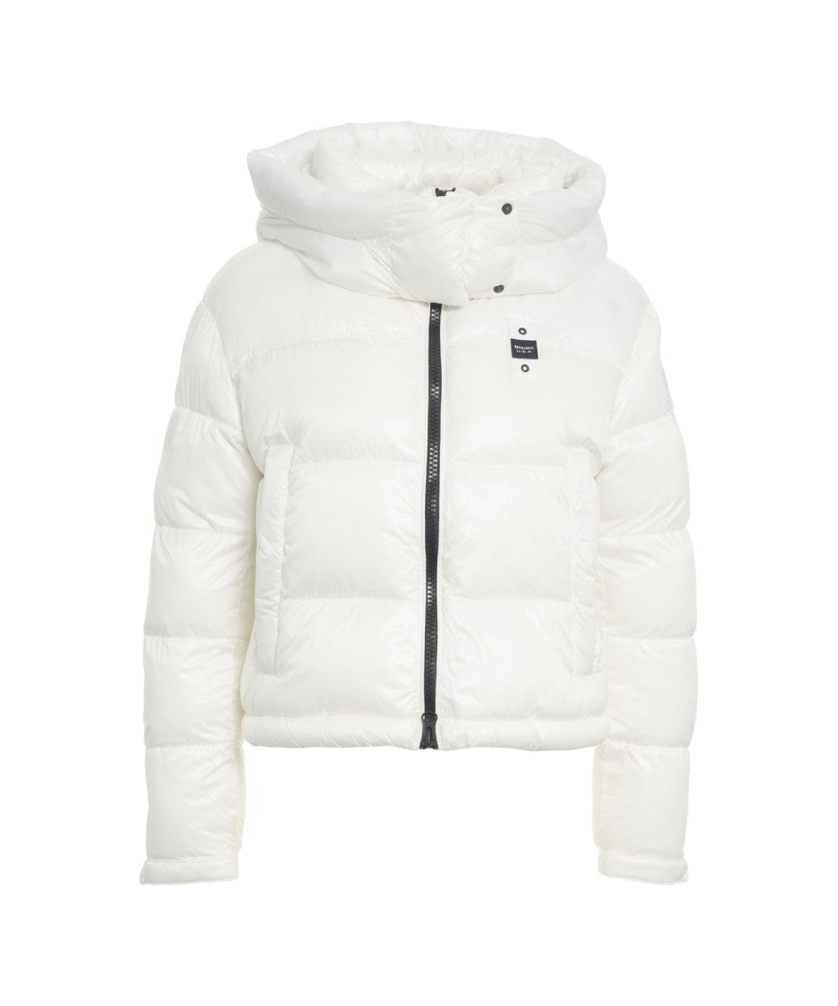 Blauer Quilted Down Jacket With Integrated Hood And Logo Detail