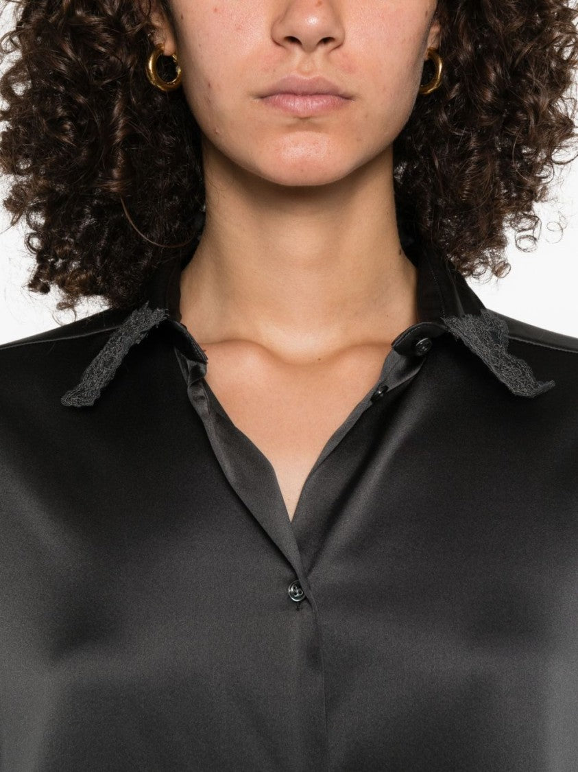 Ermanno Scervino Silk-Elastane Blend Shirt With Lace Detailing