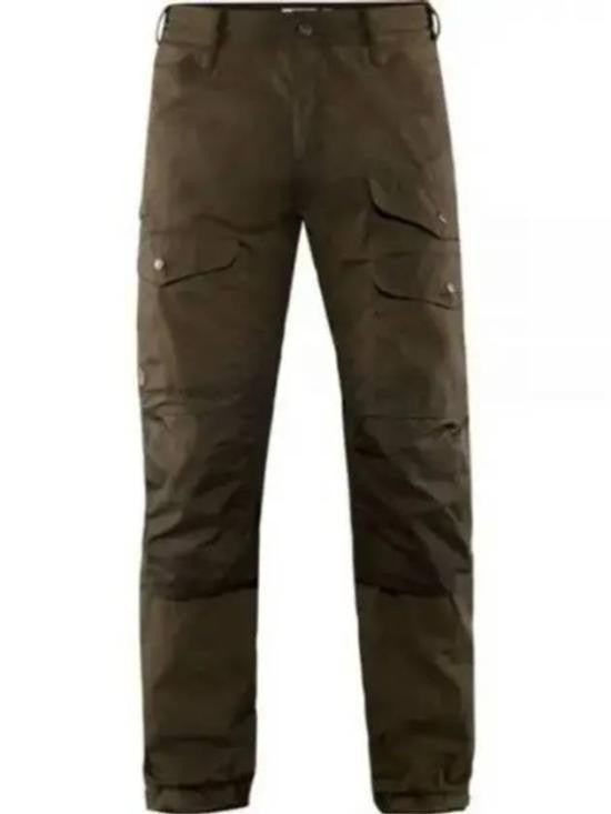 Fjallraven Kanken Sturdy Dark Olive Straight Pants With Utility Pockets