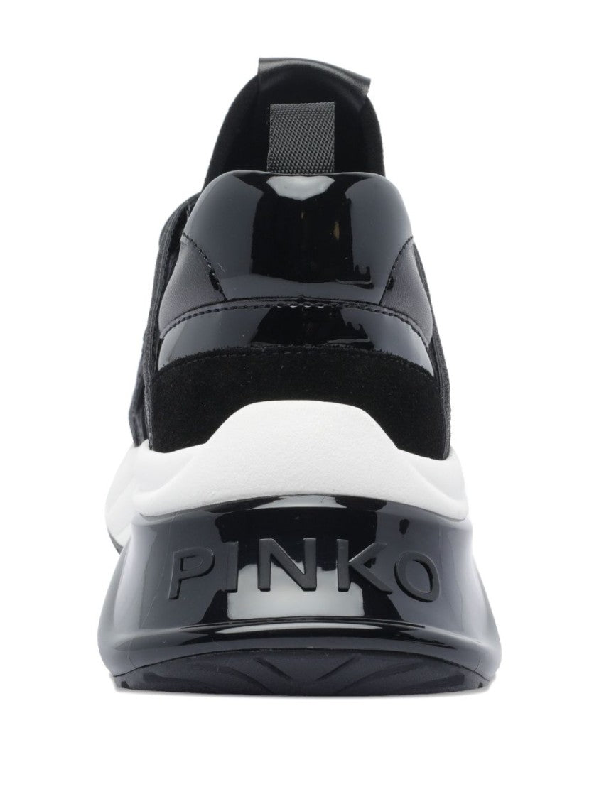 Pinko Black Sneakers With Mixed Material Panels
