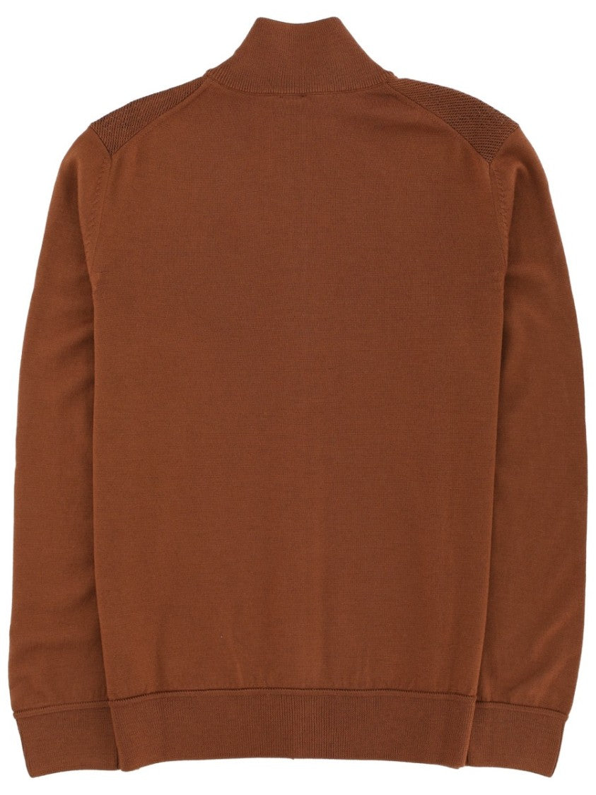 Boss Grey Virgin Wool Zip-Up Knit