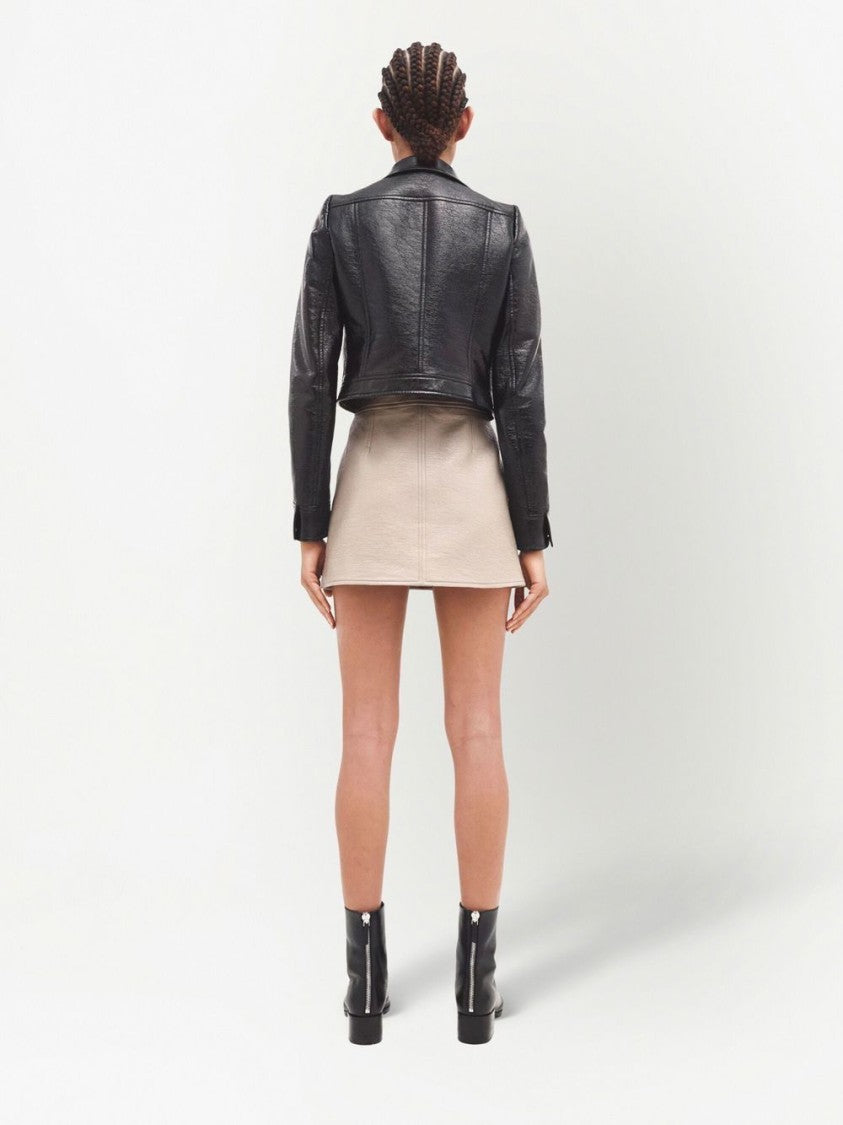 Courrèges Black Glossy Silk-Blend Cropped Jacket