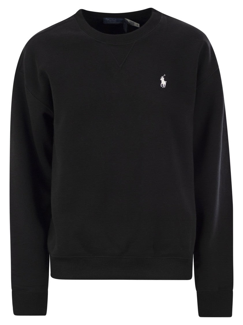 Polo Ralph Lauren Black Crewneck Sweatshirt With Exclusive Embroidered Pony