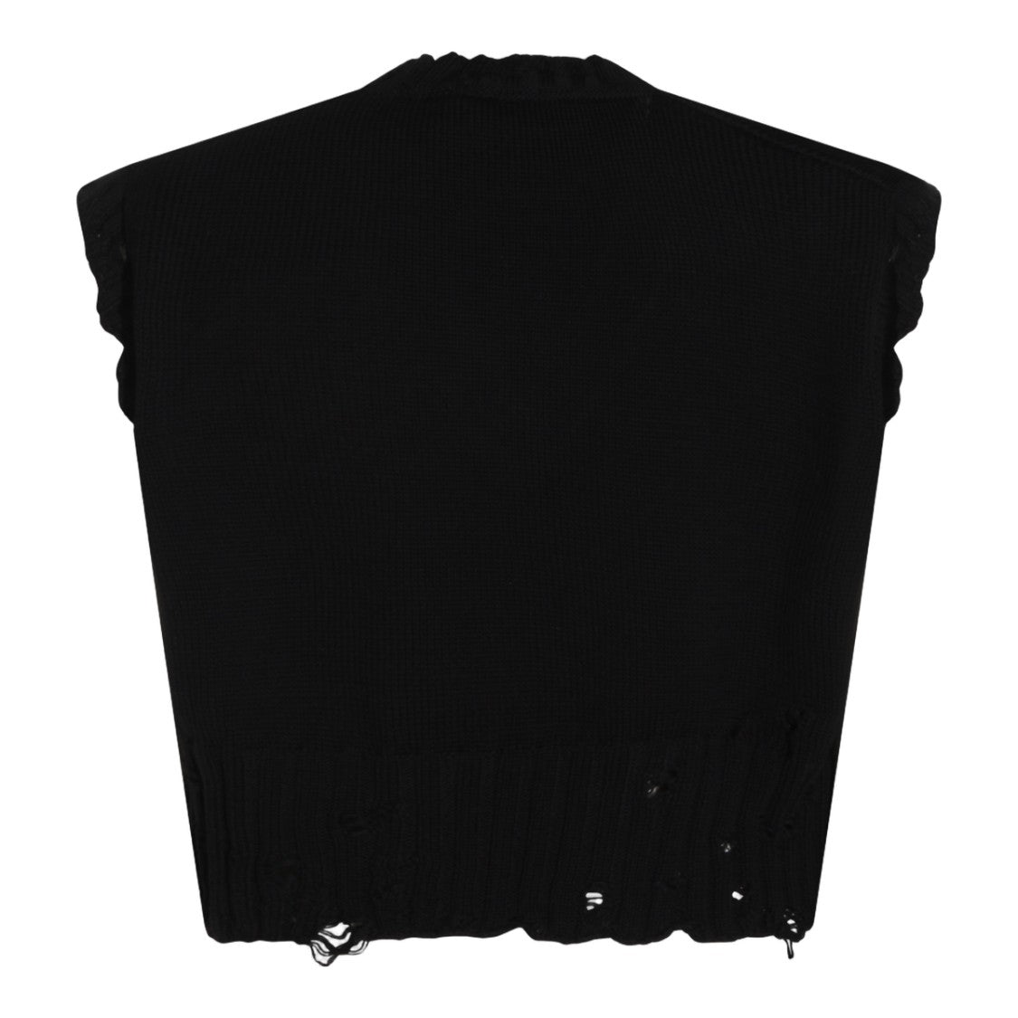 Marni Sleeveless Black Knit Sweater Vest With Distressed Detailing