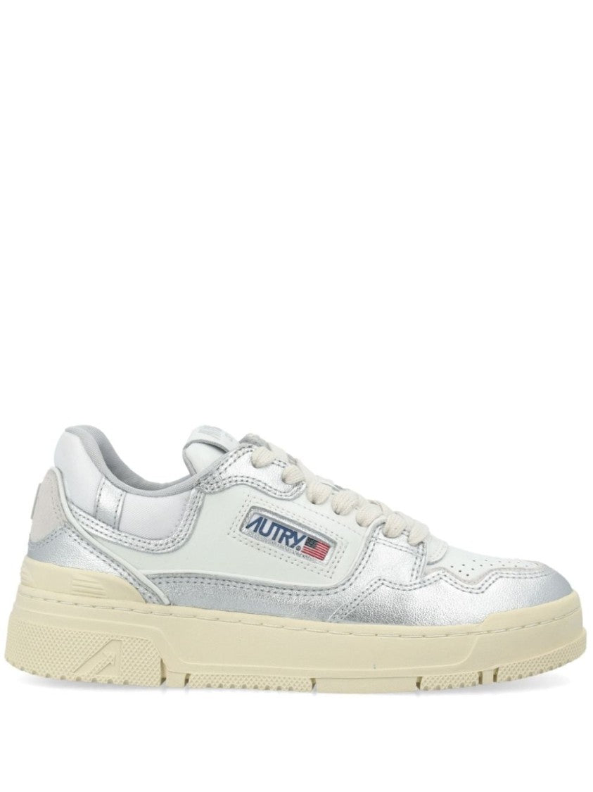 Autry Silver-Tone Panelled Low-Top Sneakers