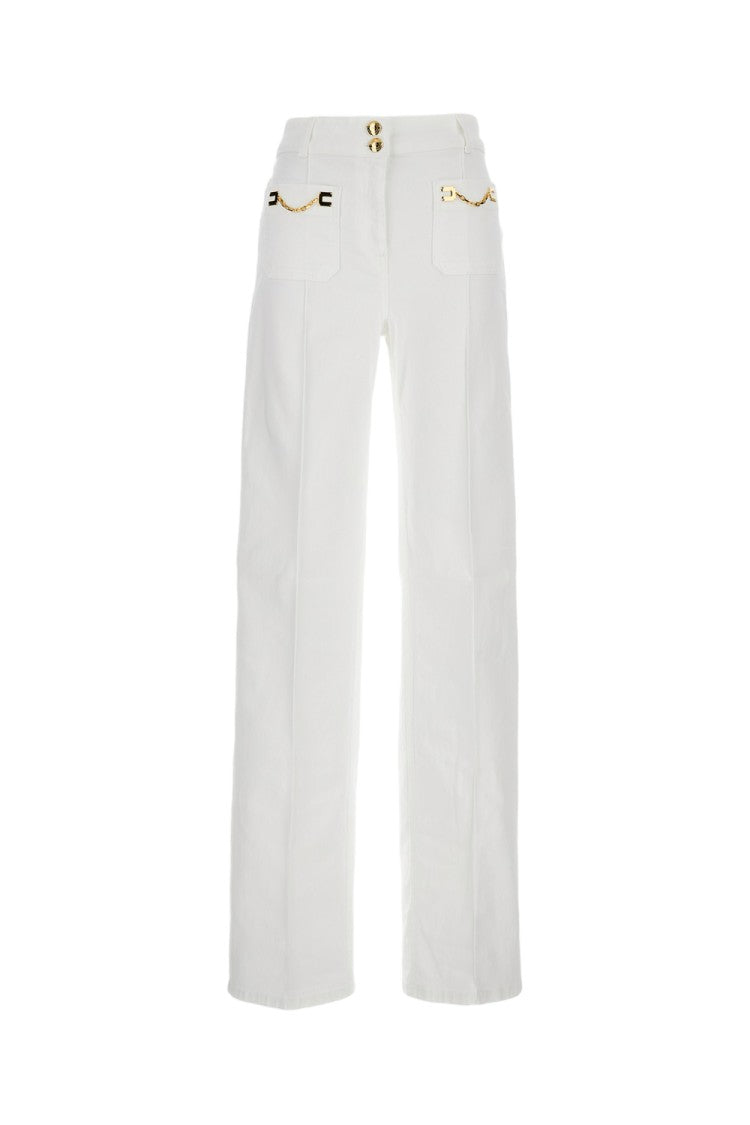 Elisabetta Franchi High-Waist Wide-Leg Denim Trousers