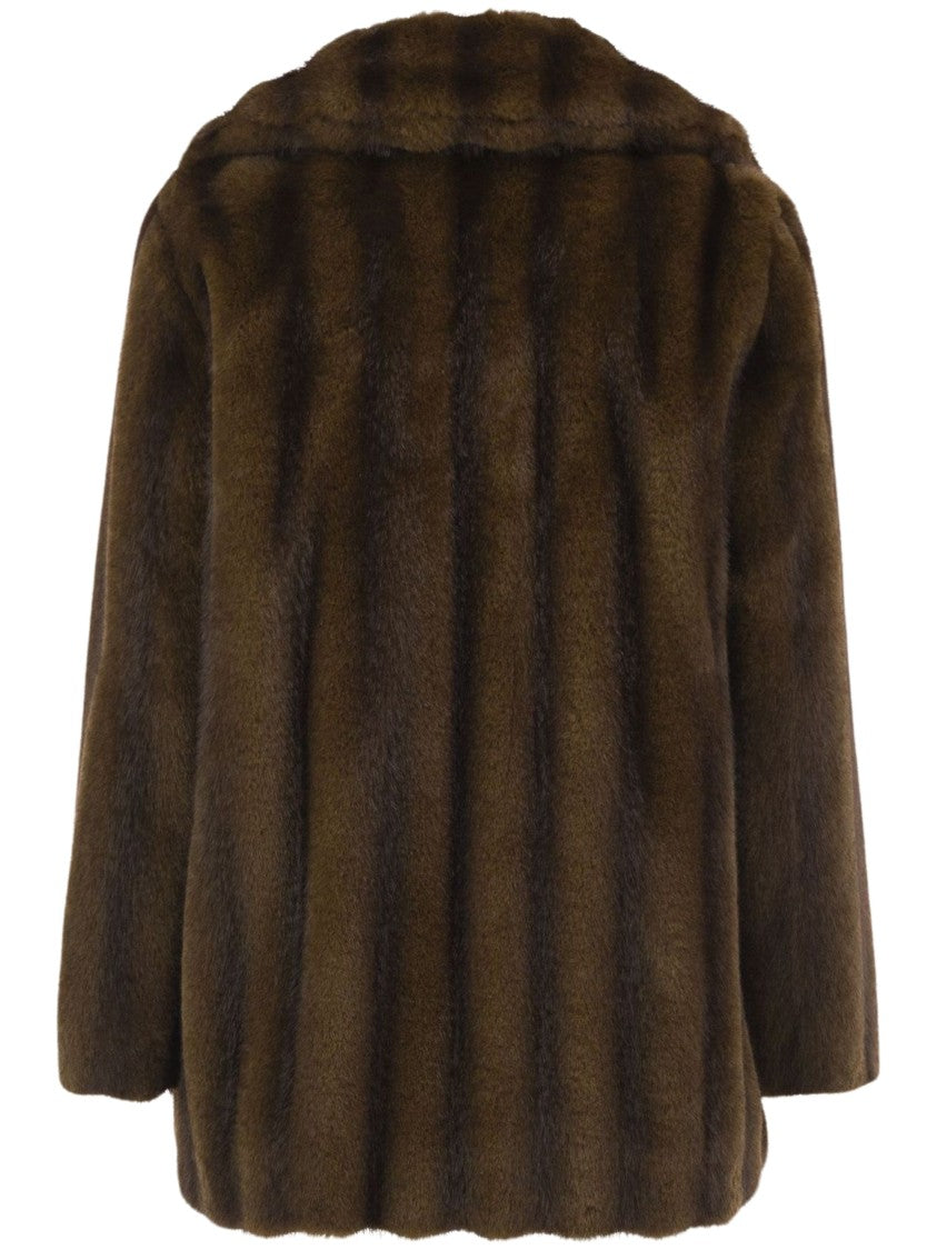 Max Mara Mstneo Plush Wide-Lapel Faux Fur Coat
