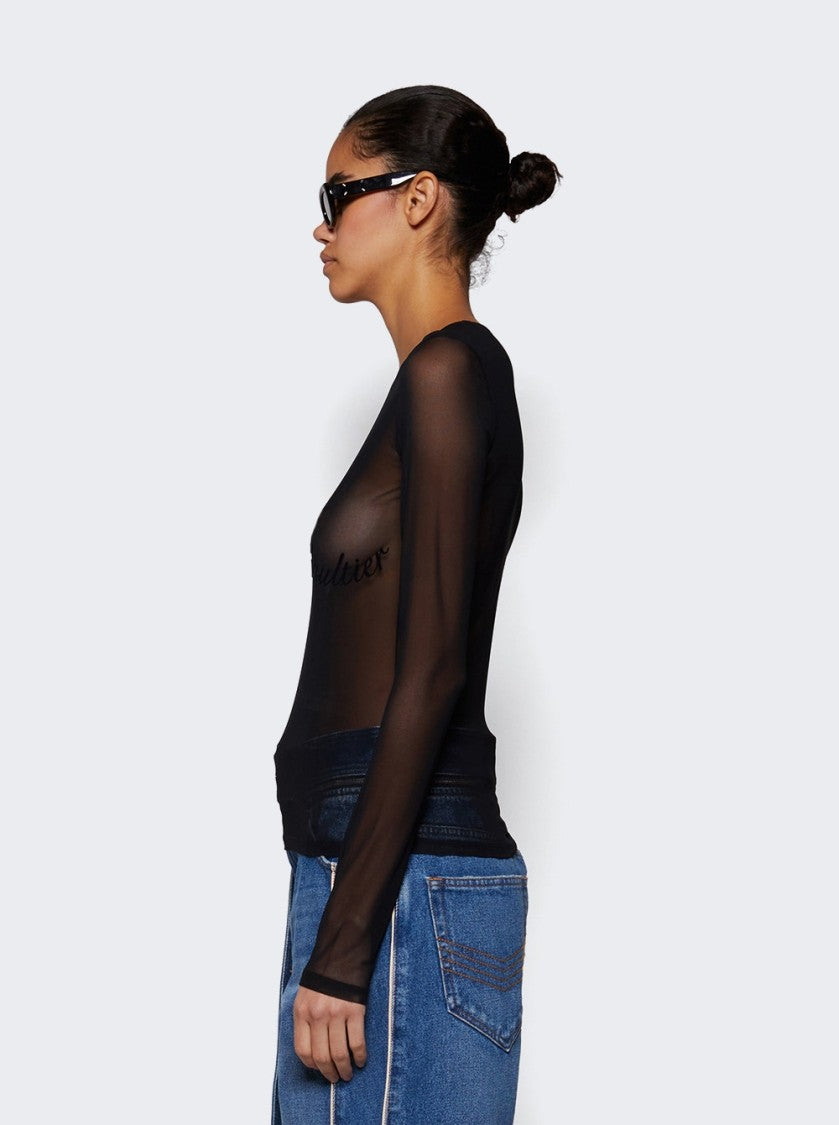 Jean Paul Gaultier Sheer Mesh Long Sleeve Top Black