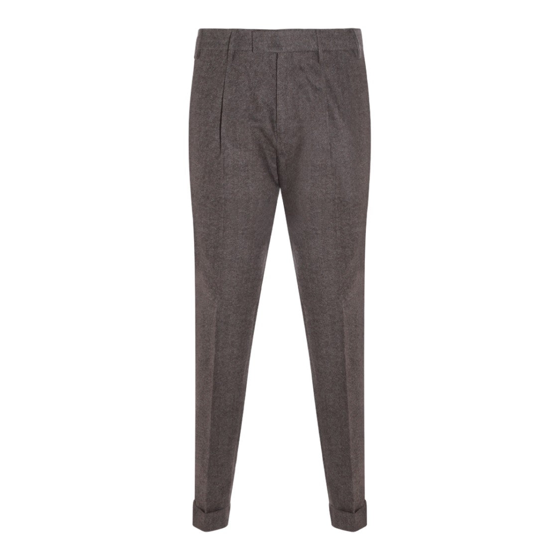 Pt Torino Tailored Brown Trousers With Herringbone Pattern