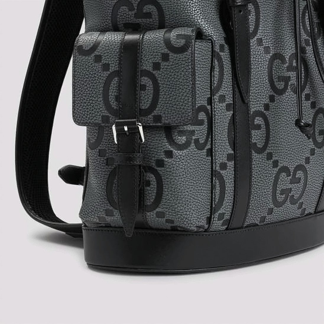 Gucci Monogram-Pattern Leather Backpack With Buckle Closure