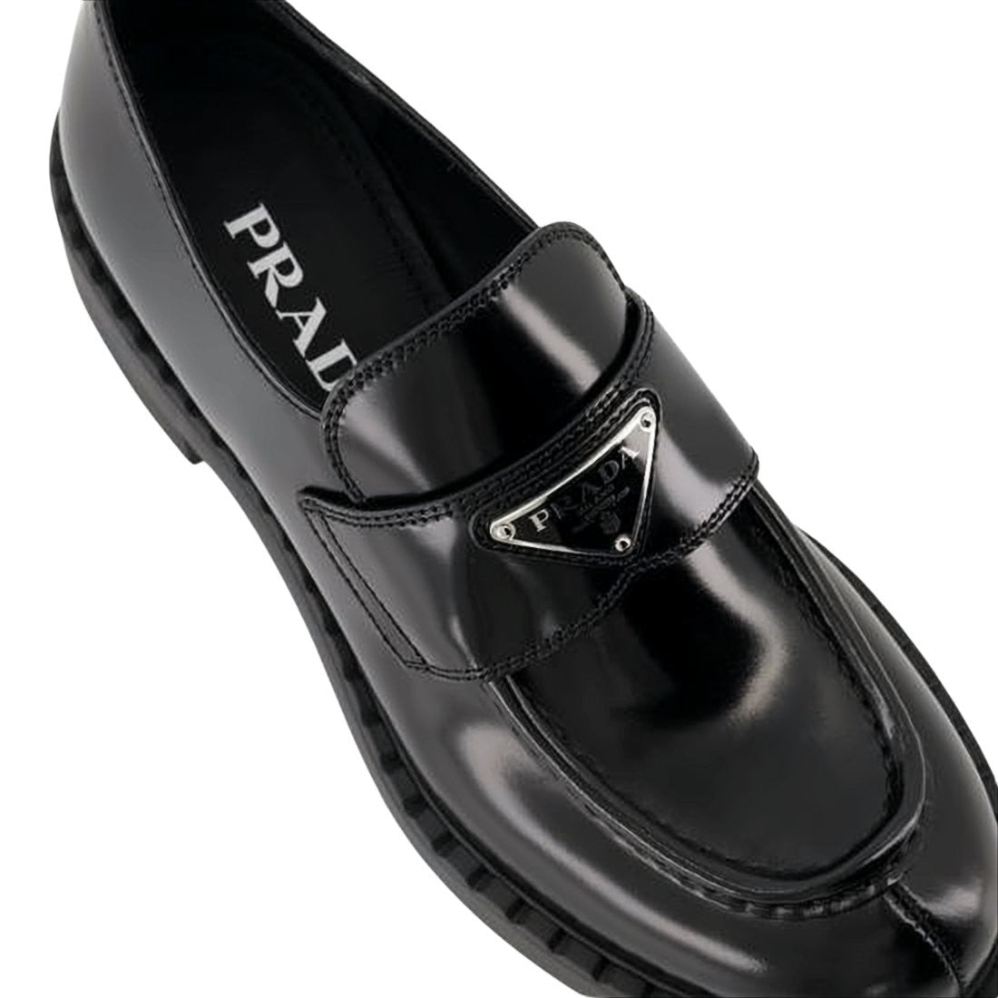 Prada Polished Lambskin Mule With Chunky Rubber Sole