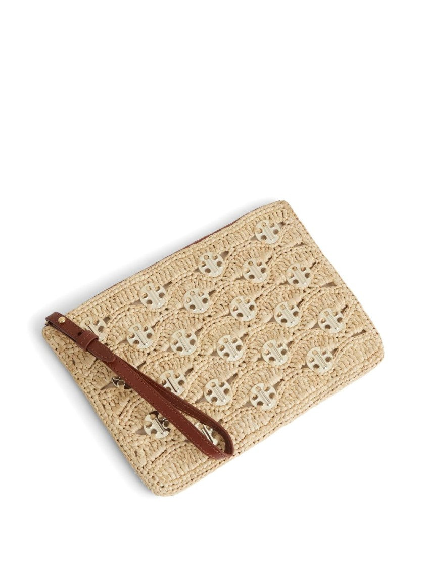 Rabanne Beige Leather Clutch With Cotton Lining