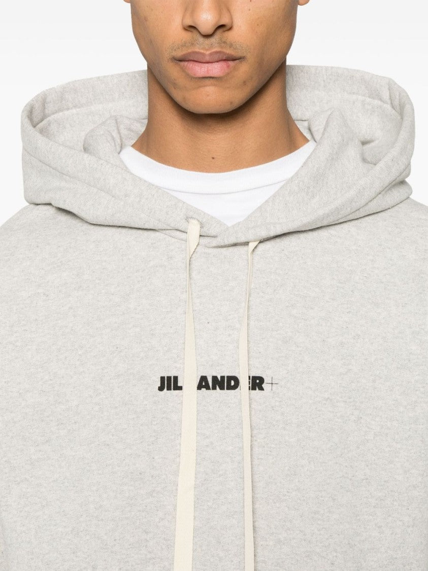 Jil Sander Light Grey Sweatshirt With Drawstring Hood
