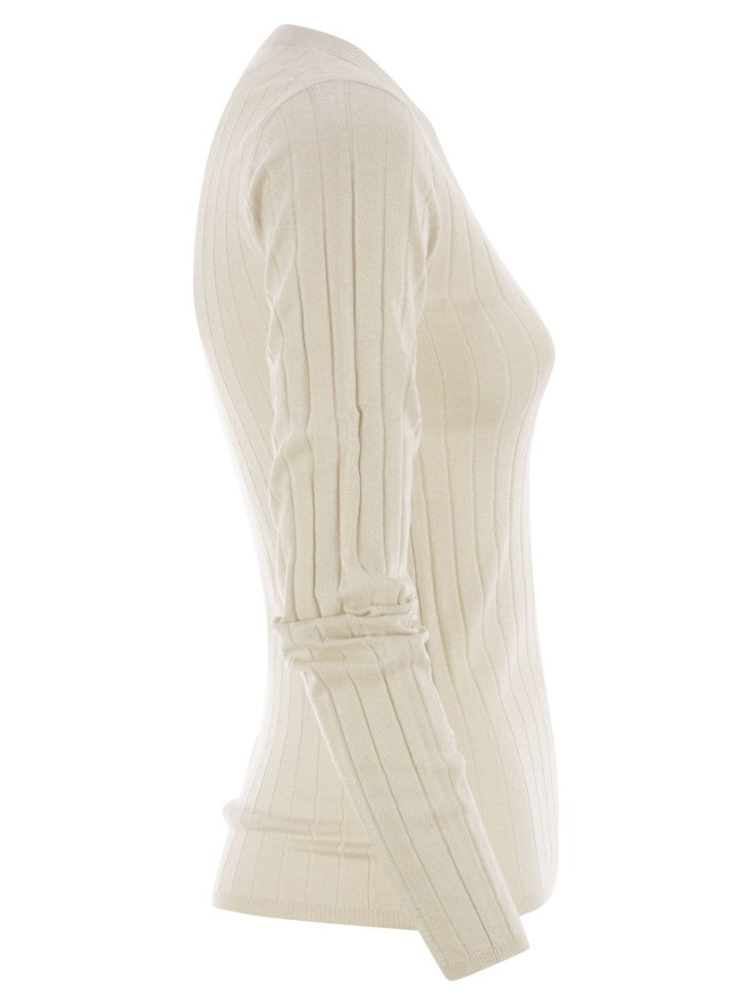 Brunello Cucinelli Lightweight Cashmere And Silk Broad Rib Sweater