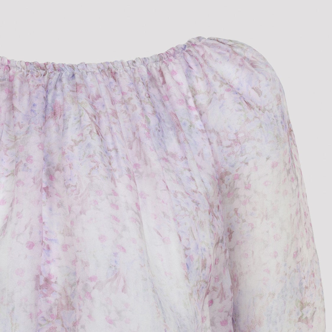 Alberta Ferretti Printed Organza Pink Silk Blouse