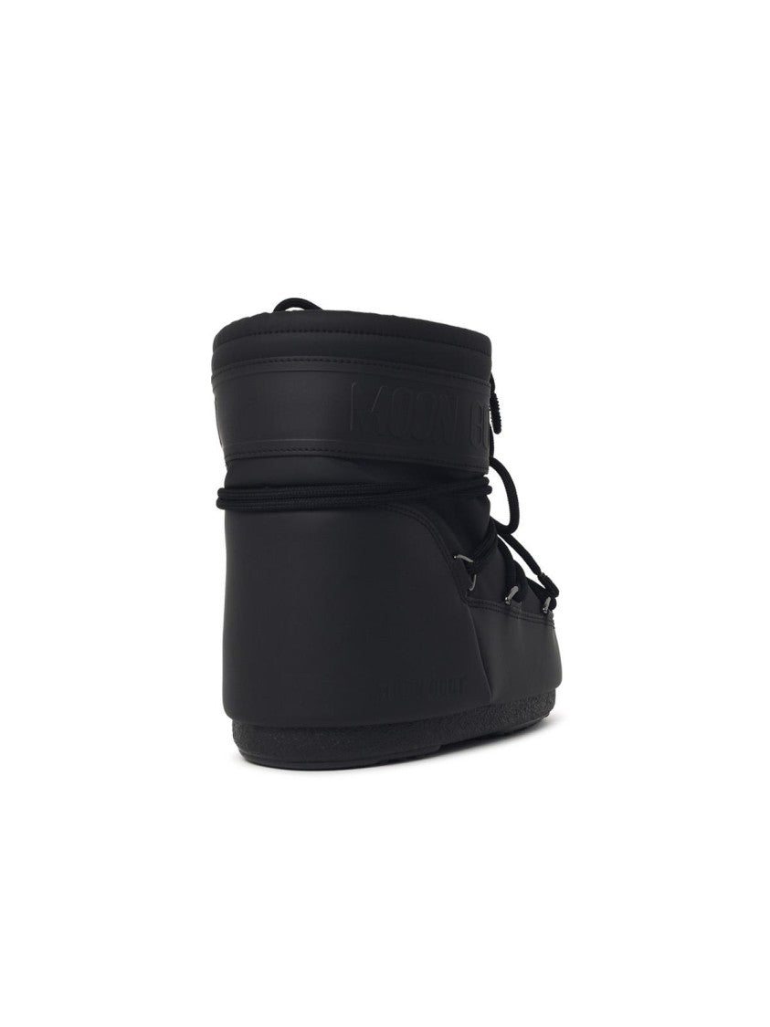 Moon Boot Ambidextrous Slip-On Black Pvc Boots With Tubular Laces