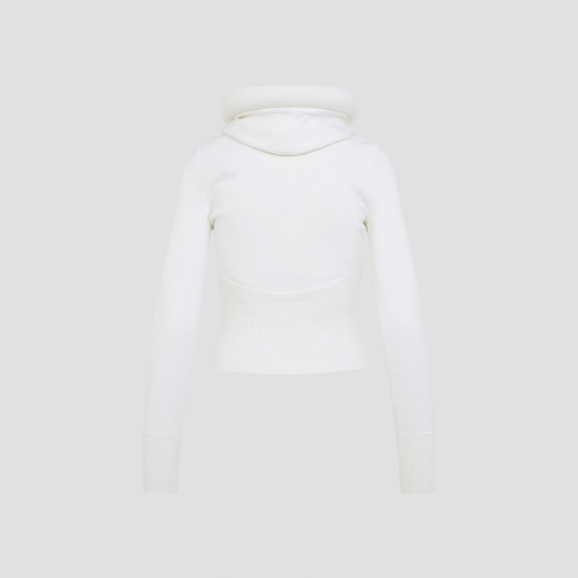 Alaïa Hooded Pullover With Sculptural Circular Collar