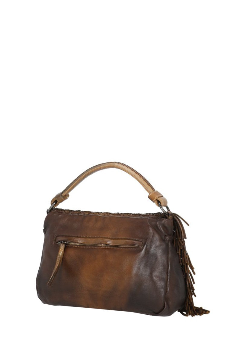 Reptile's House Gradient Brown Braided Handbag With Fringed Detail