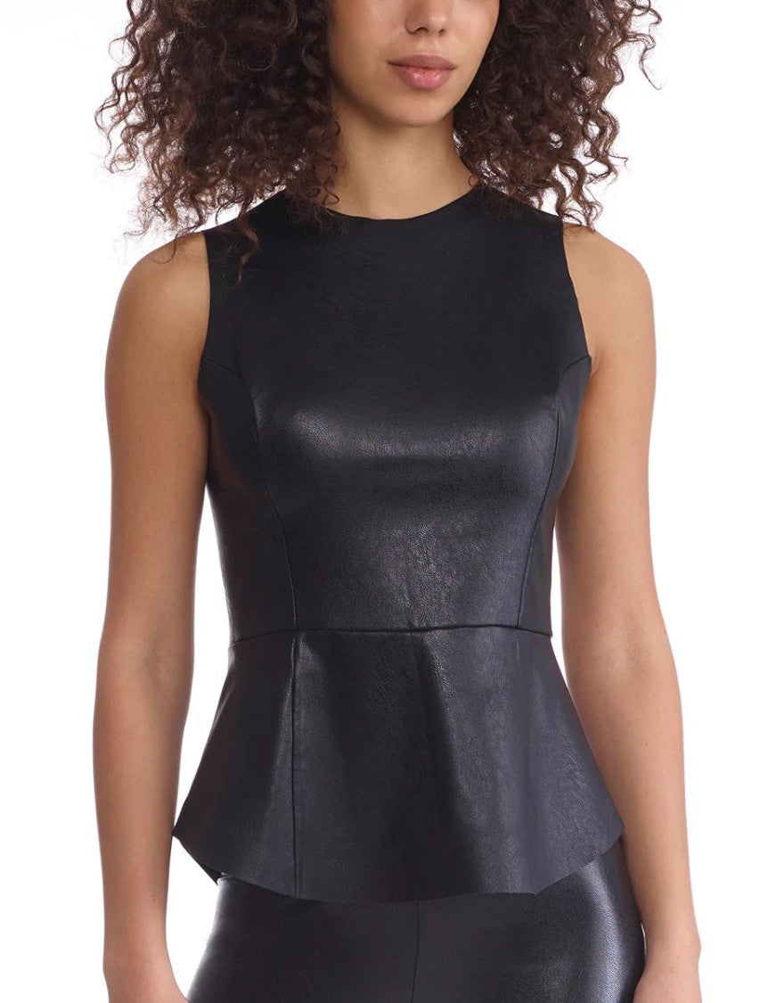 Commando Max Faux Leather Peplum Shell - Flt207