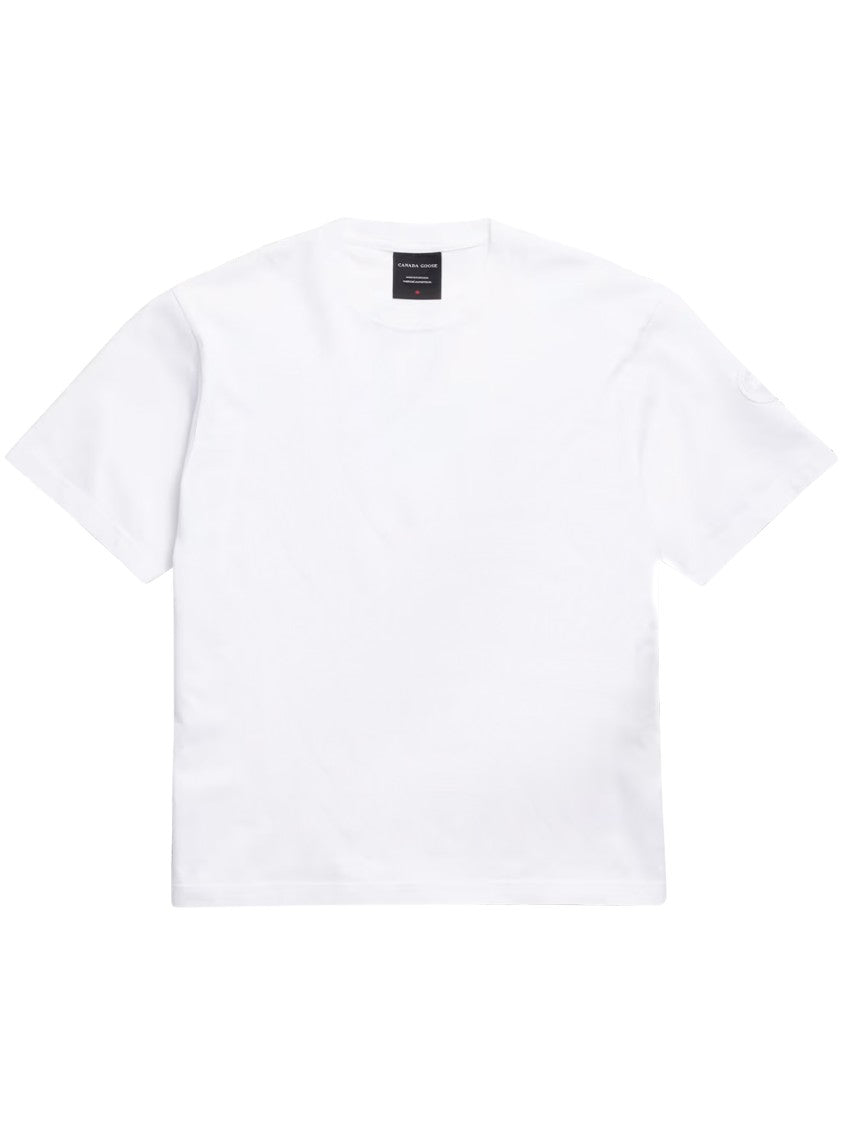 Canada Goose White Cotton T-Shirt With Classic Crew Neckline
