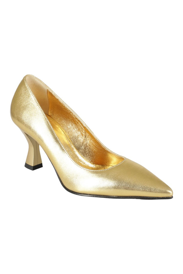Giampaolo Viozzi Pointed-Toe Pumps With Pyramid Heel And Metallic Finish