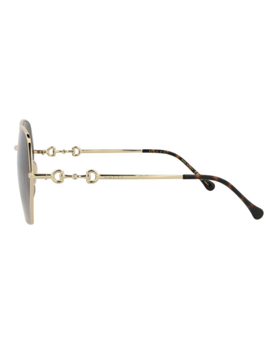 Gucci Square-Frame Metal Sunglasses