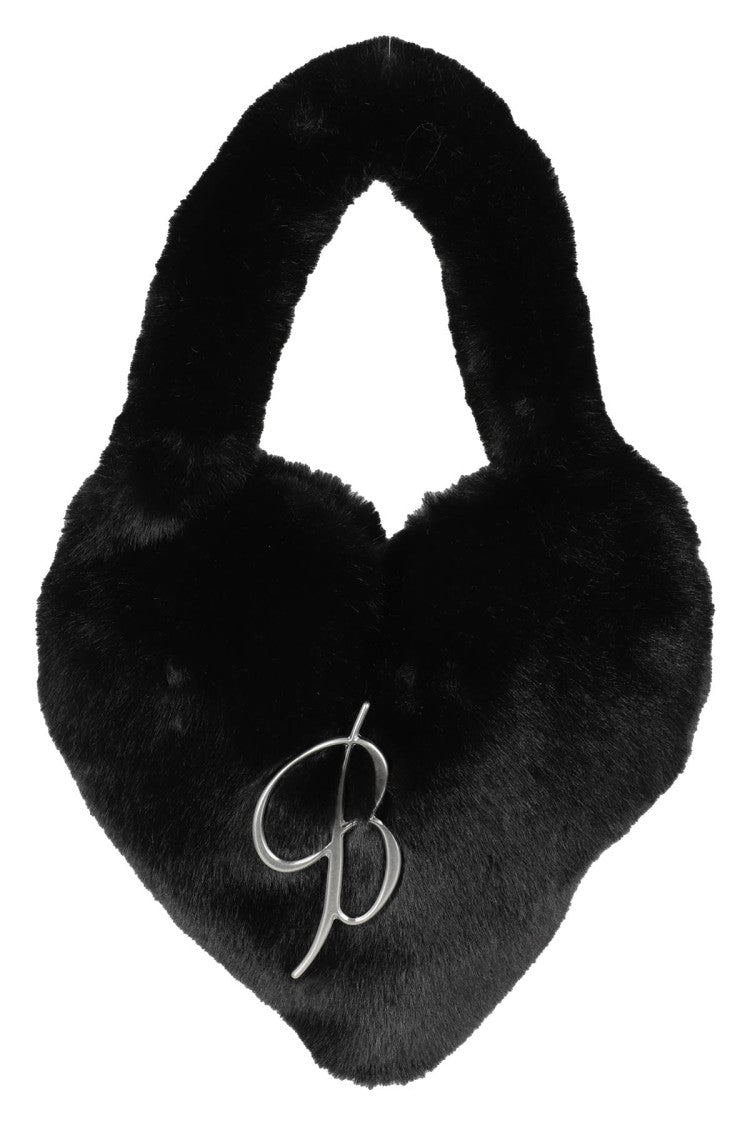 Blumarine Heart-Shaped Faux Fur Bag With Silver Logo