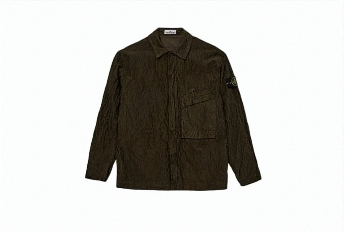 Stone Island Crinkled Texture Jacket With Pointed Collar